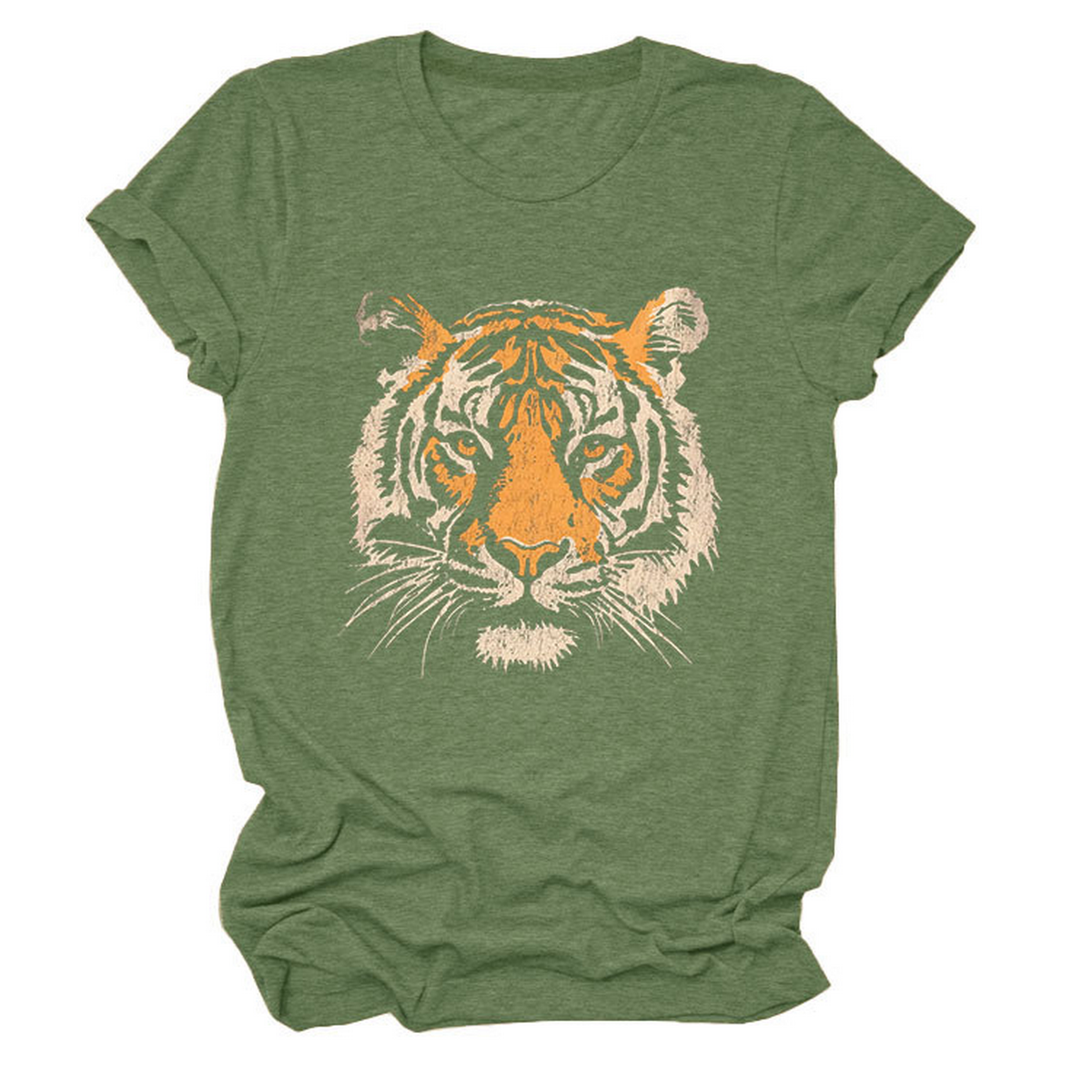 Women Summer Tee With Stylish Tiger Print_Cwttsl0494