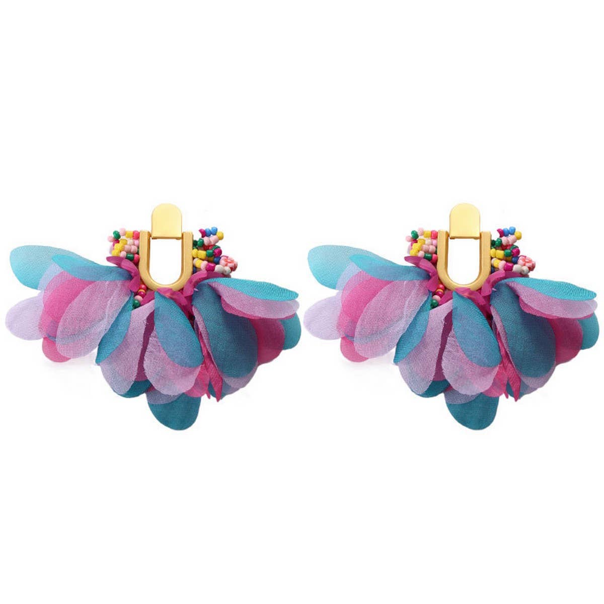 U-Shaped Beaded Tassel Earrings Dopamine Style_Cwmm6167