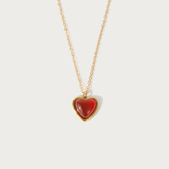 NATURAL STONE HEART NECKLACE EARRINGS_CWMM5718