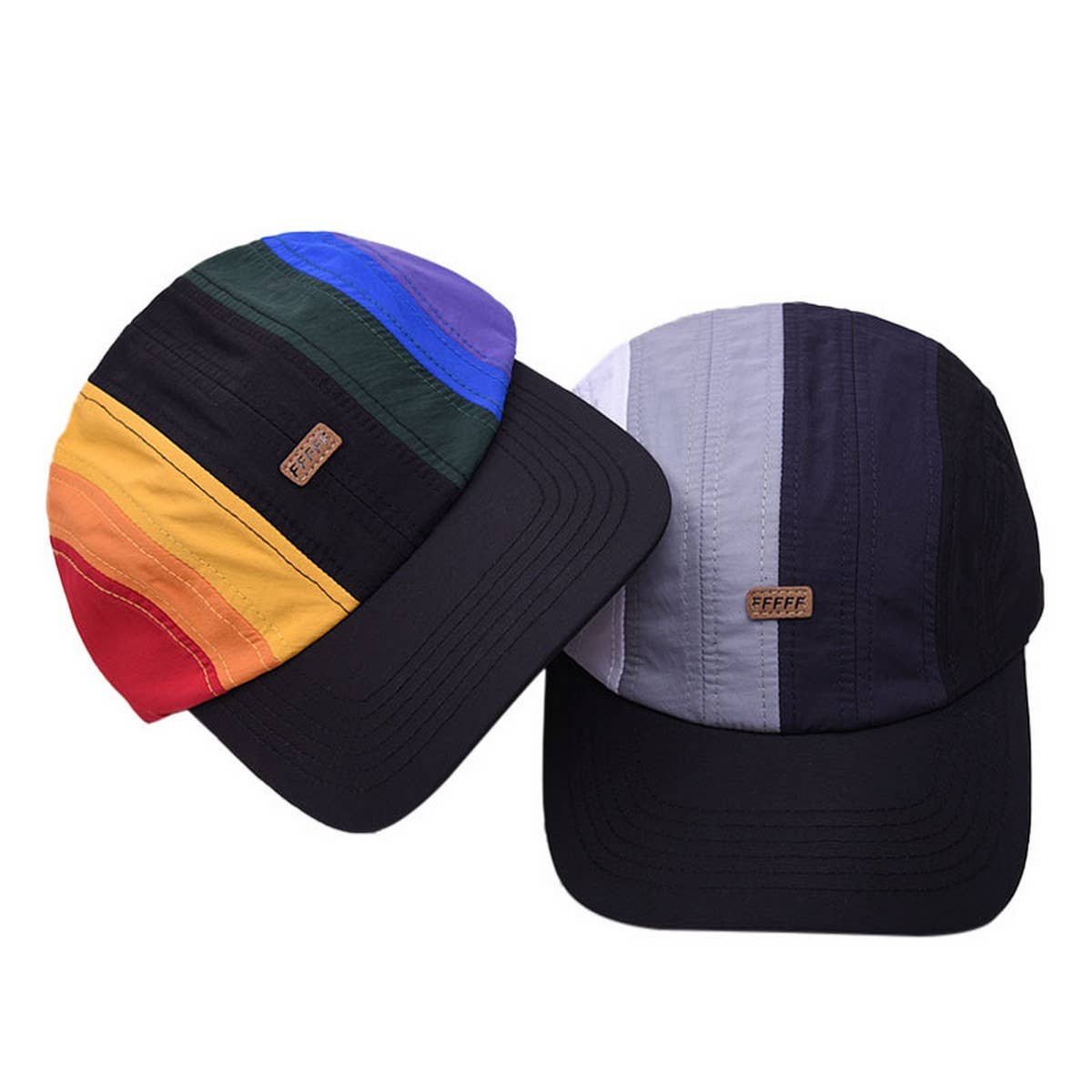 RAINBOW COLORBLOCK BASEBALL CAP FOR COUPLES CWAH1224