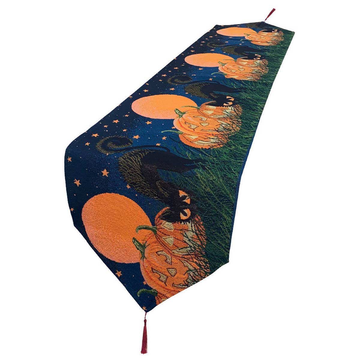 HALLOWEEN FULL MOON BLACK CAT TABLE RUNNER_CWMM1728