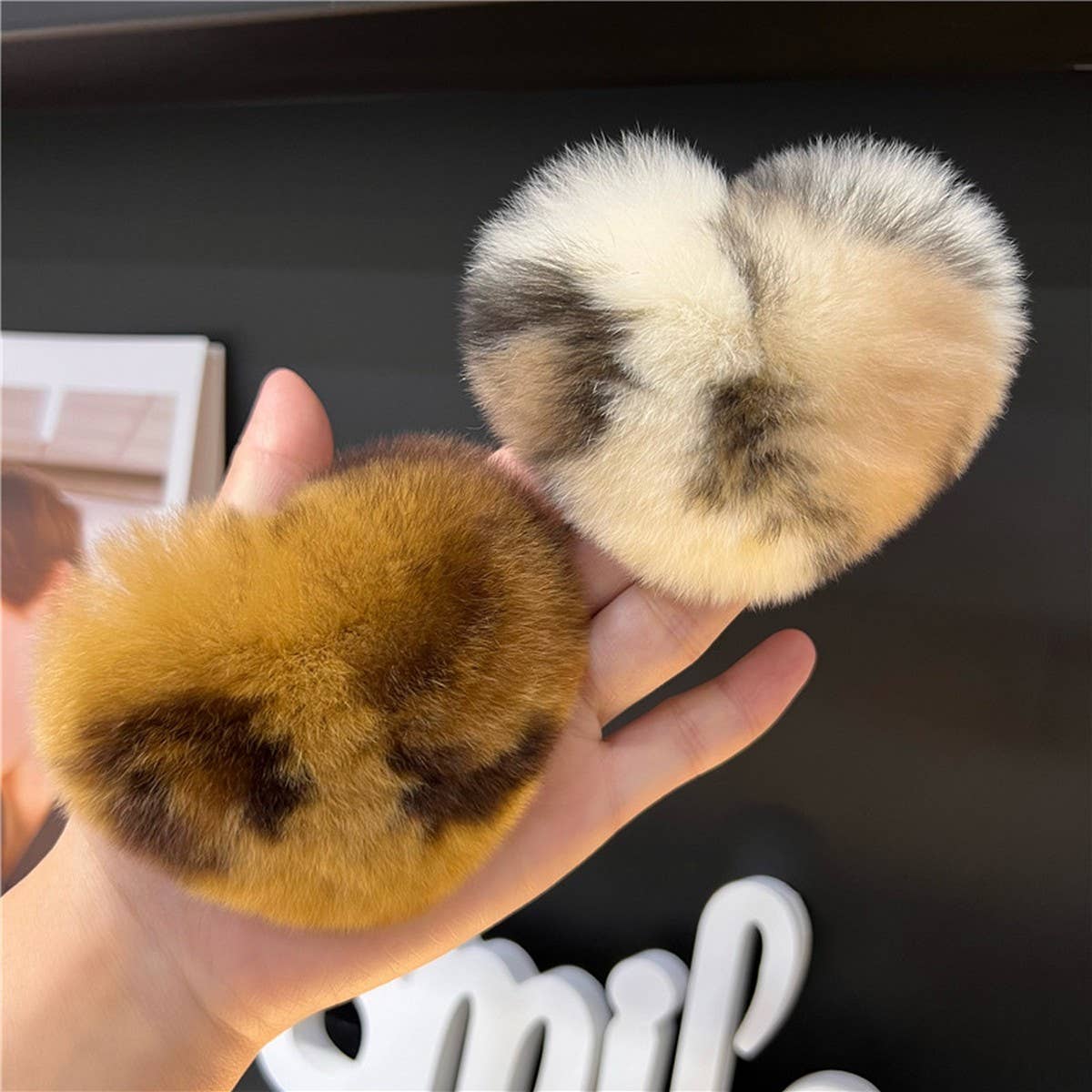 CUTE REX RABBIT HEART HAIR CLIP FLUFFY BB PIN_CWAHA3309