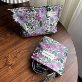 Purple Flower Makeup Bag Small Travel Wallet Pouch_Cuab00670