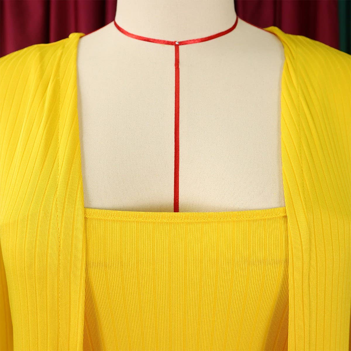 SOLID COLOR SUSPENDER SKIRT LONG TWO PIECE SET_CWDMD3672