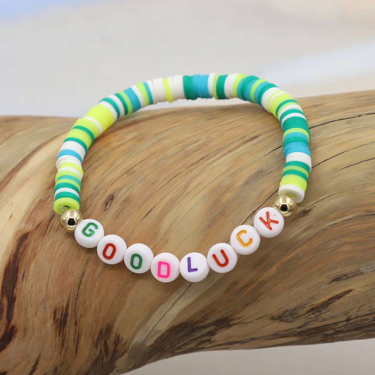 COLORFUL POLYMER CLAY LETTER BEADED BRACELET_CWMM3570