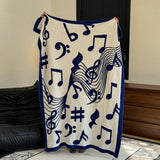 MUSICAL NOTE TWO COLOR KNITTED WARM THROW BLANKET_CWMM2373