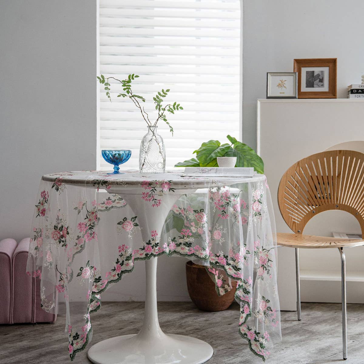 HOME FLOWER EMBROIDERED LACE TABLECLOTH_CWMM0944