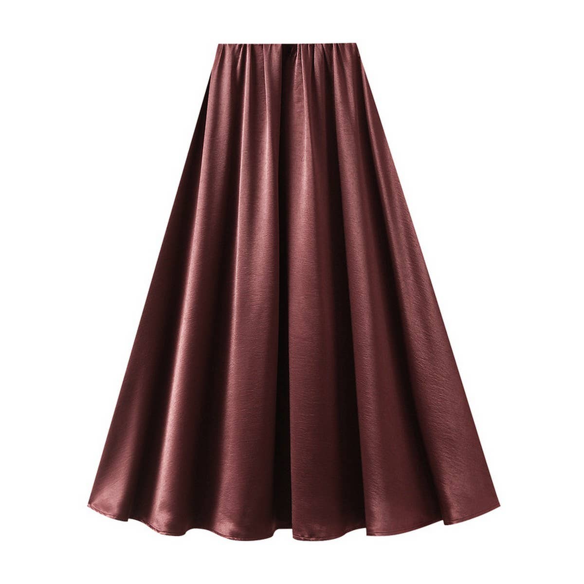 SATIN DRAPE MAXI SKIRT A LINE SKIRT_CWBMS0290