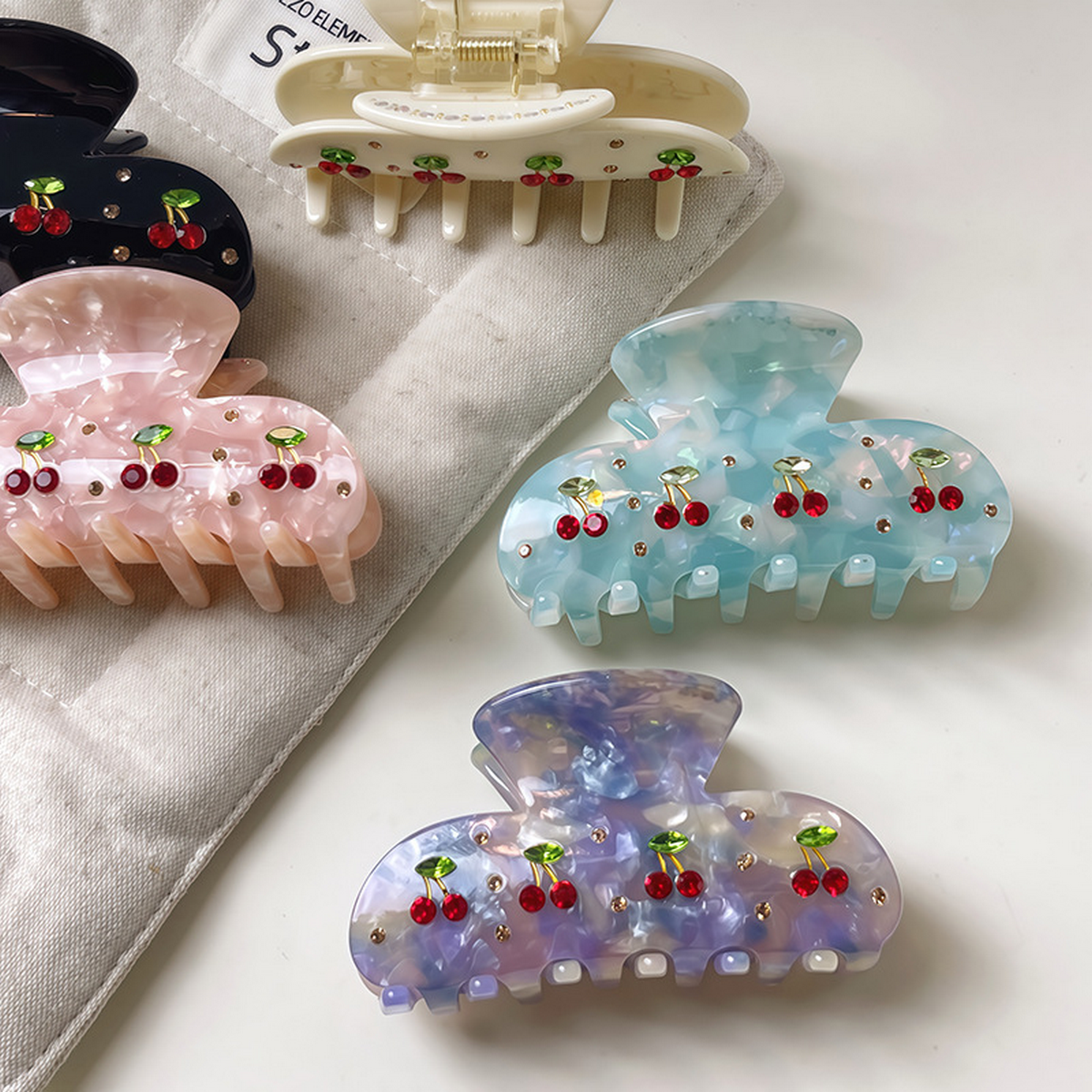 CHERRY ACETATE HAIR CLAW 8CM CUTE TRENDY CLASP_CWAHA1334