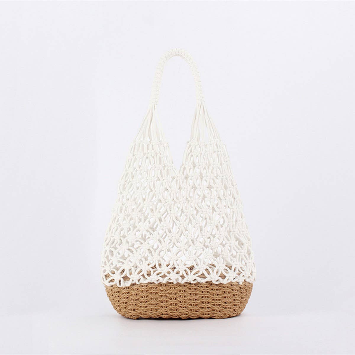 TASSEL HOLLOW COTTON ROPE HAND WOVEN BAG_CWAB4690