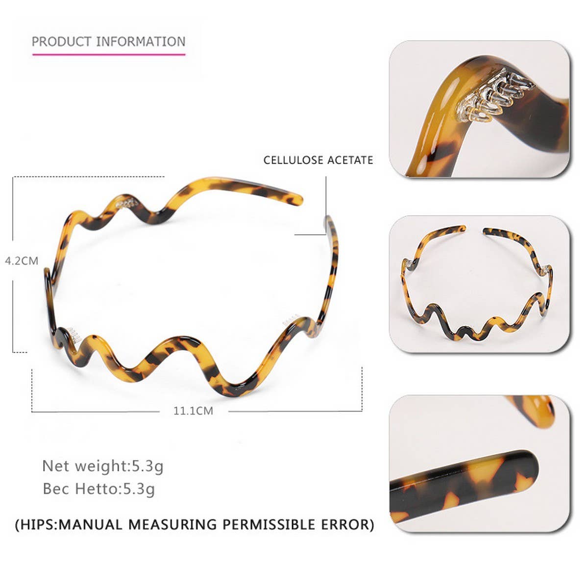 Wave Thin Edge Headband Acetate Headband Hairpin