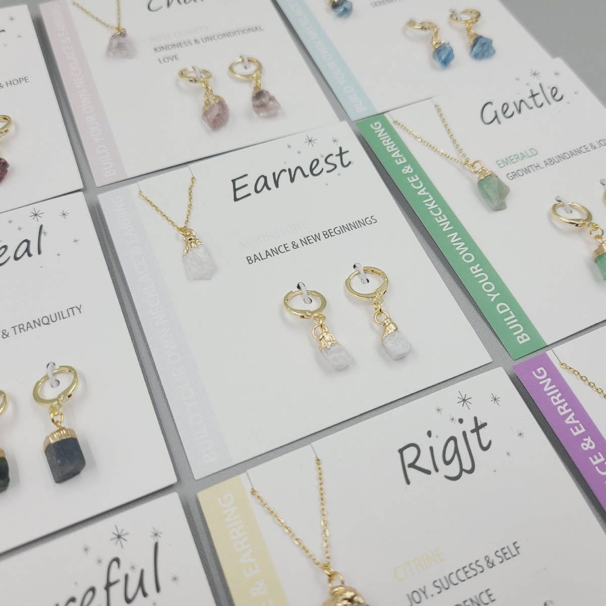 NATURAL STONE NECKLACE AND EARRING SET_CWAJE1055