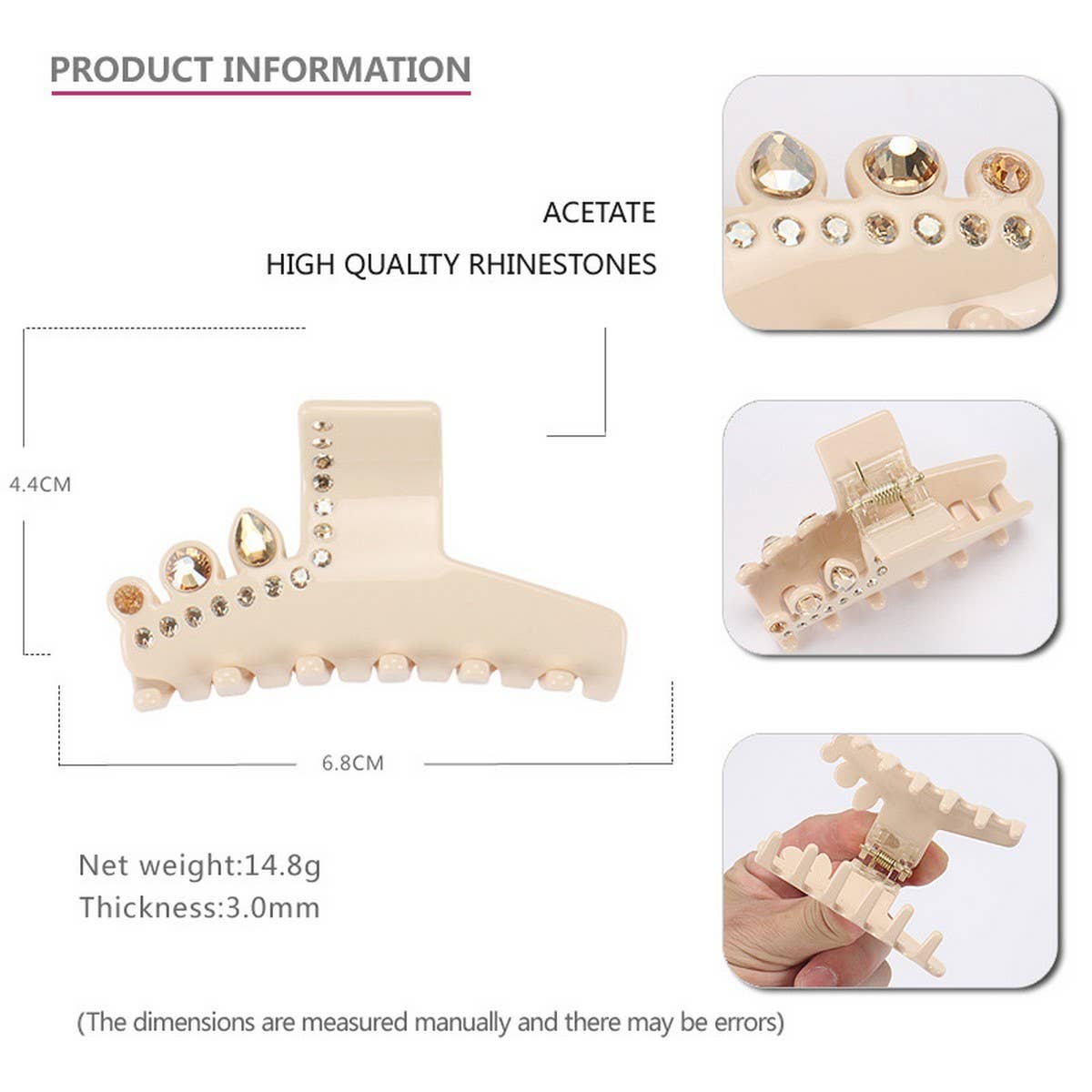 CRYSTAL CLIP ACETATE EXQUISITE HAIRPIN SHARK CLIP_CWAHA4270