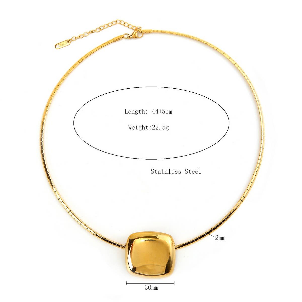 MINIMALIST 18K STEEL SQUARE NECKLACE FADE RESISTANT_CWMM8833