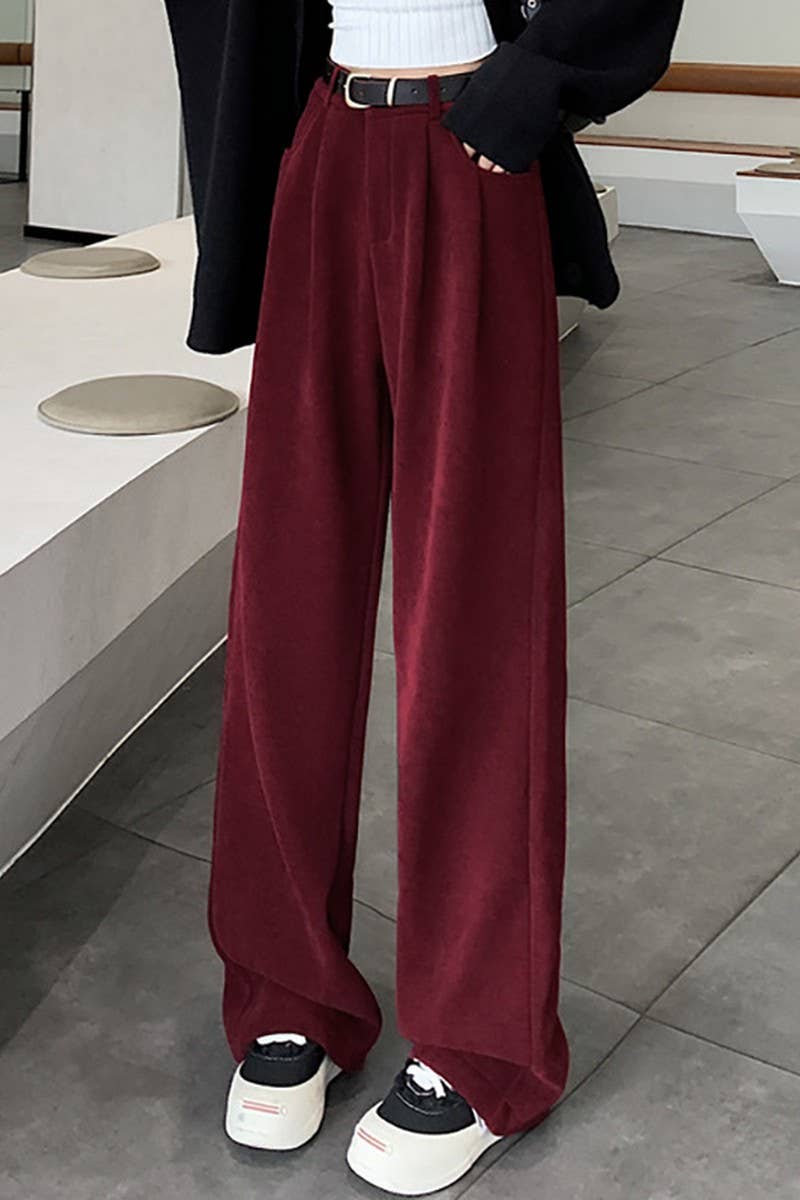 Straight leg high-waisted casual wide-leg pants_cwblp1081