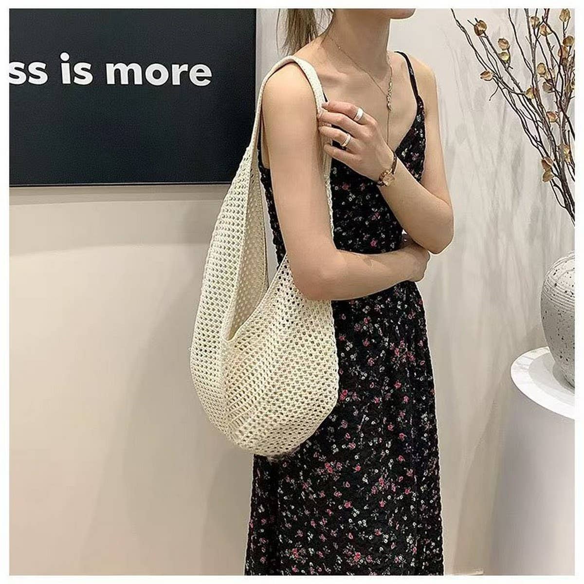 Cwab4579 _Straw Knit Hollow Beach Braided Shoulder Bag