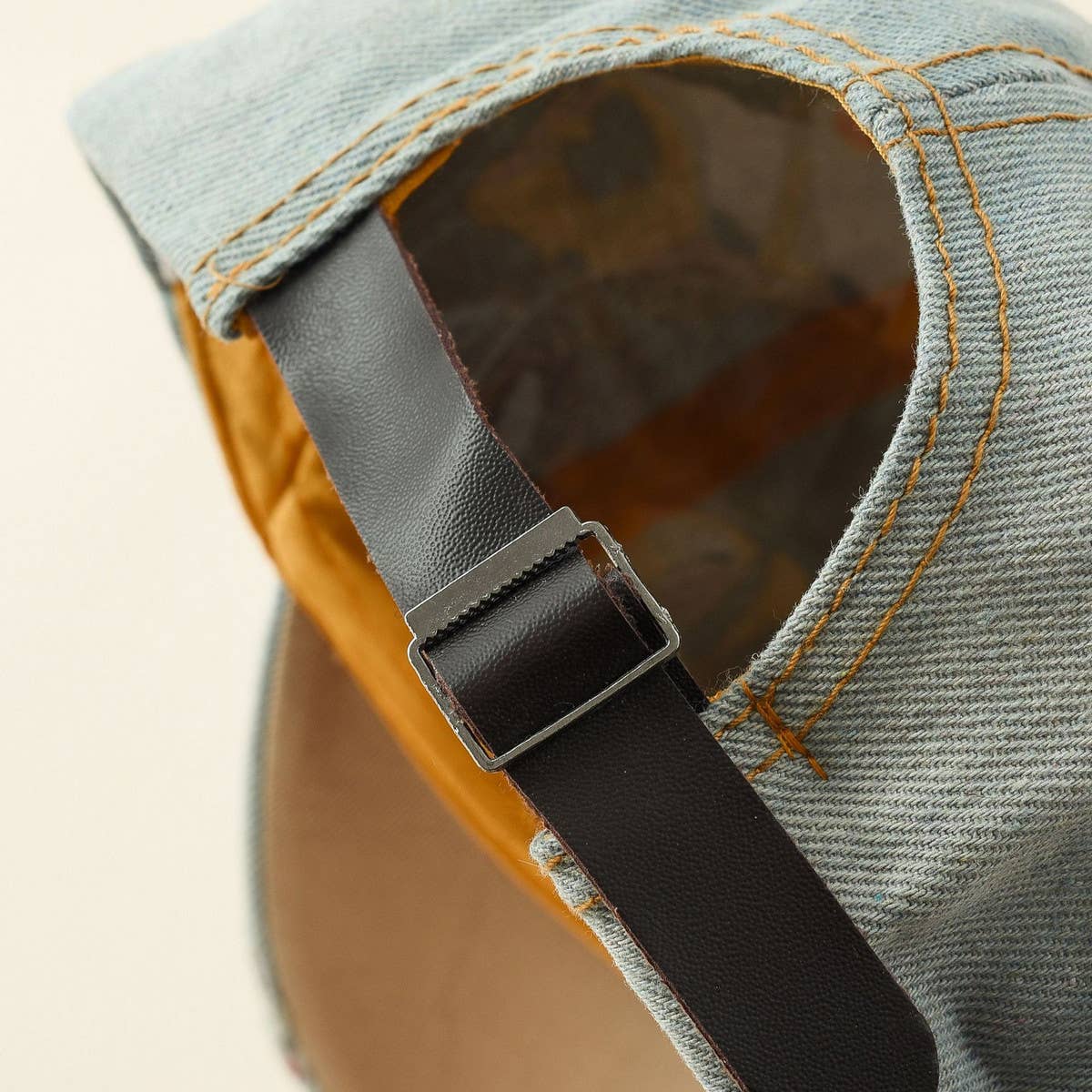 DIAMOND EMBELLISHED DISTRESSED DENIM BASEBALL CAP CWAH1390