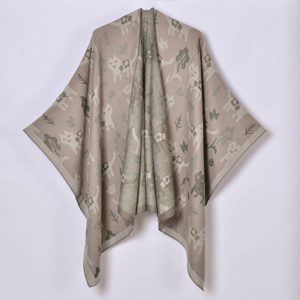 DOUBLE SIDED JACQUARD CARDIGAN SHAWL_CWASC0952