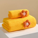 CORAL FLEECE FLOWER SQUARE TOWEL BATH TOWEL SET_CWMM2325