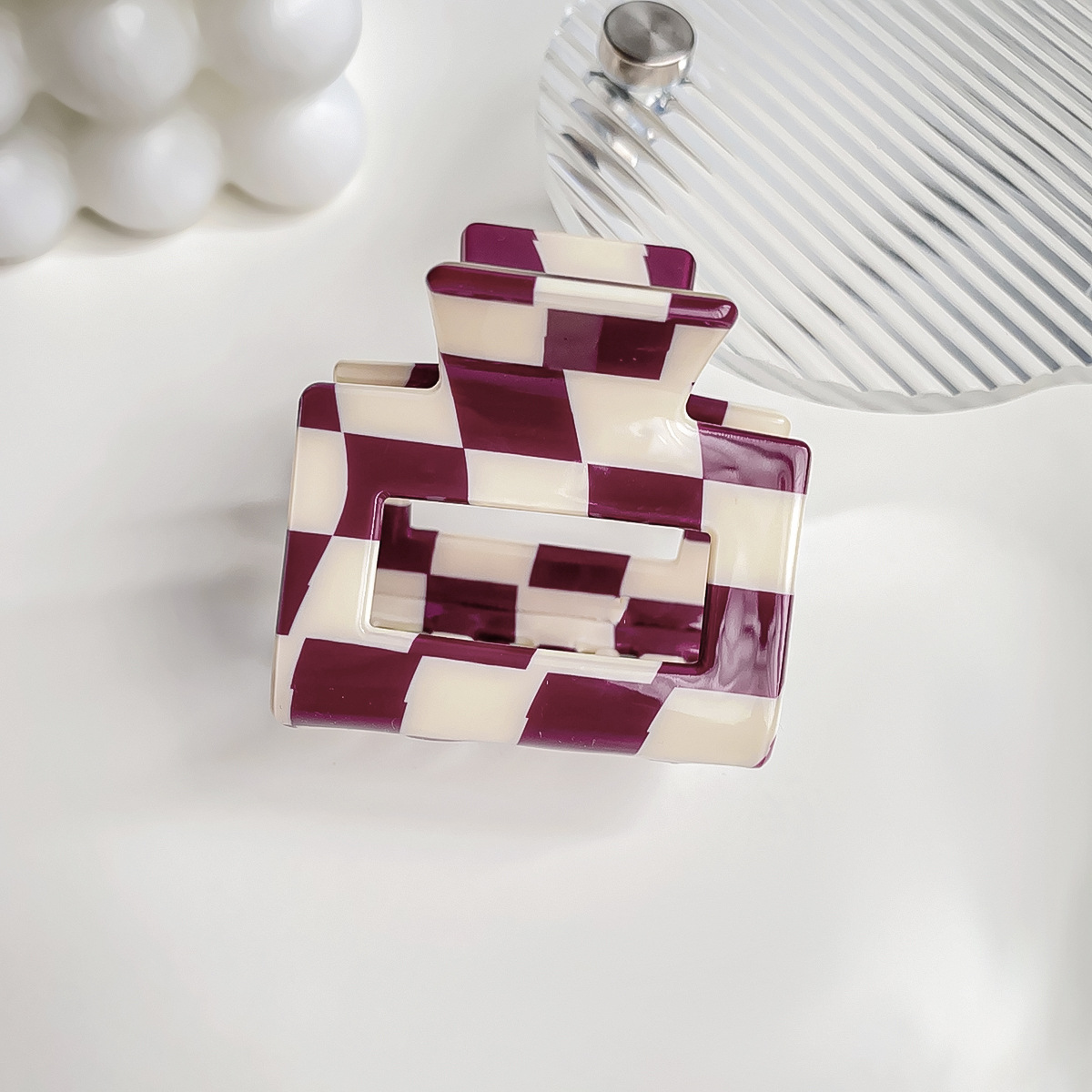 Checkerboard Hair Claw ? Candy Color Acetate Look_Cwmm10084