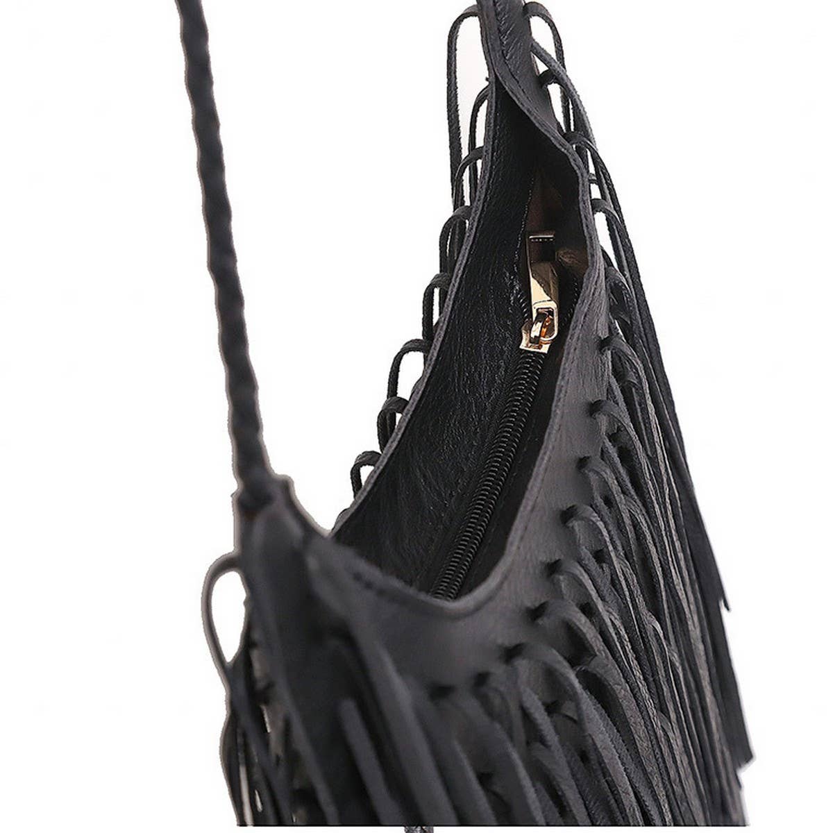 Cwab4542_Soft Leather Tassel Shoulder Bag