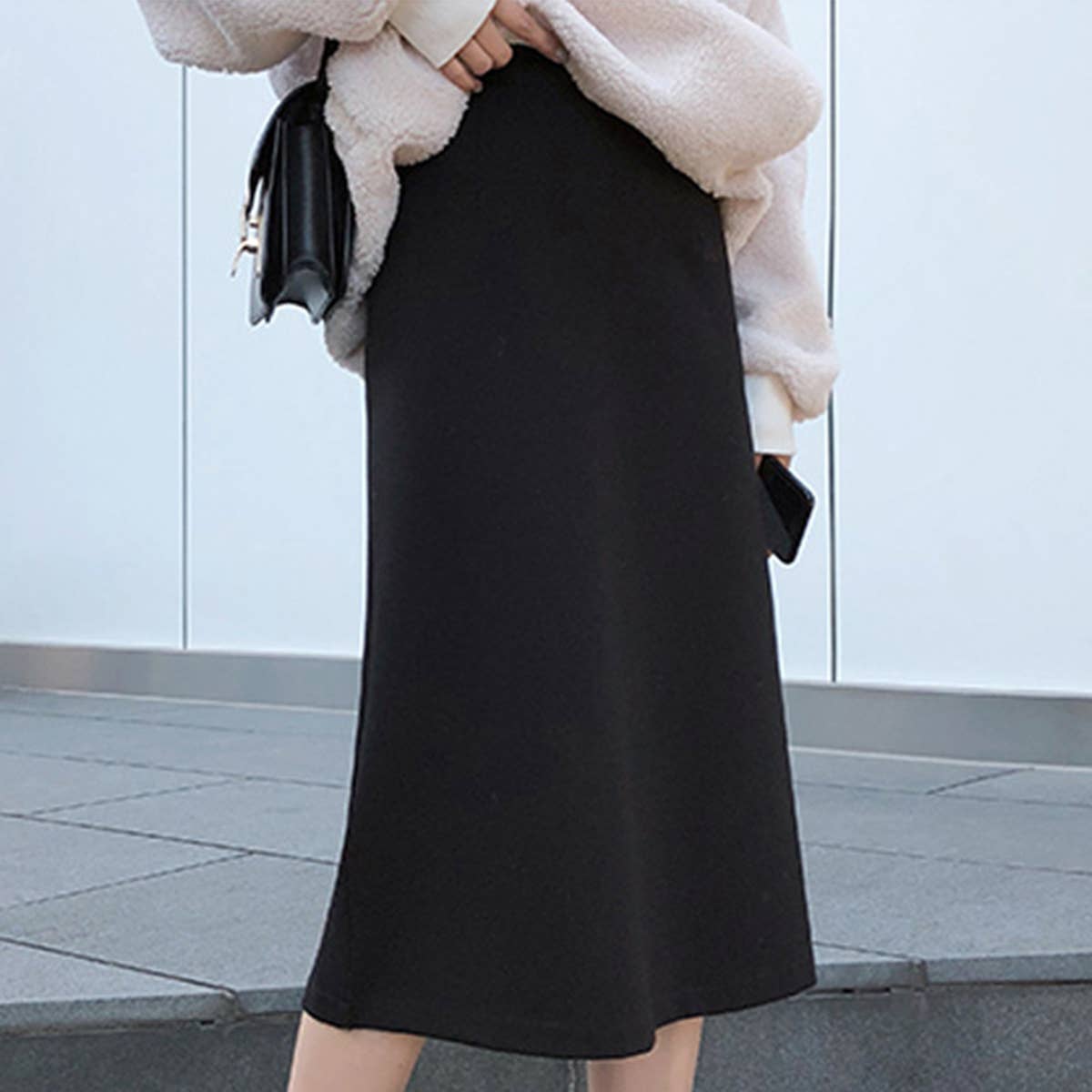 Split A-Line High Waist Slim Straight Tube Skirt