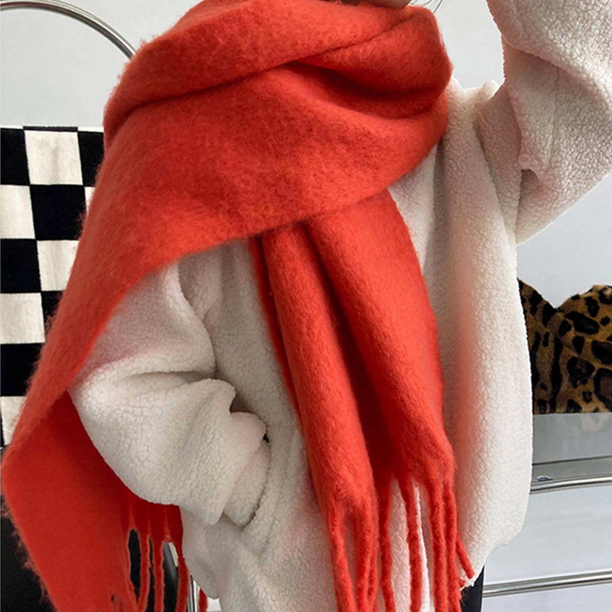 SOFT MOHAIR FEEL SCARF COZY WINTER WRAP_CWASC0323