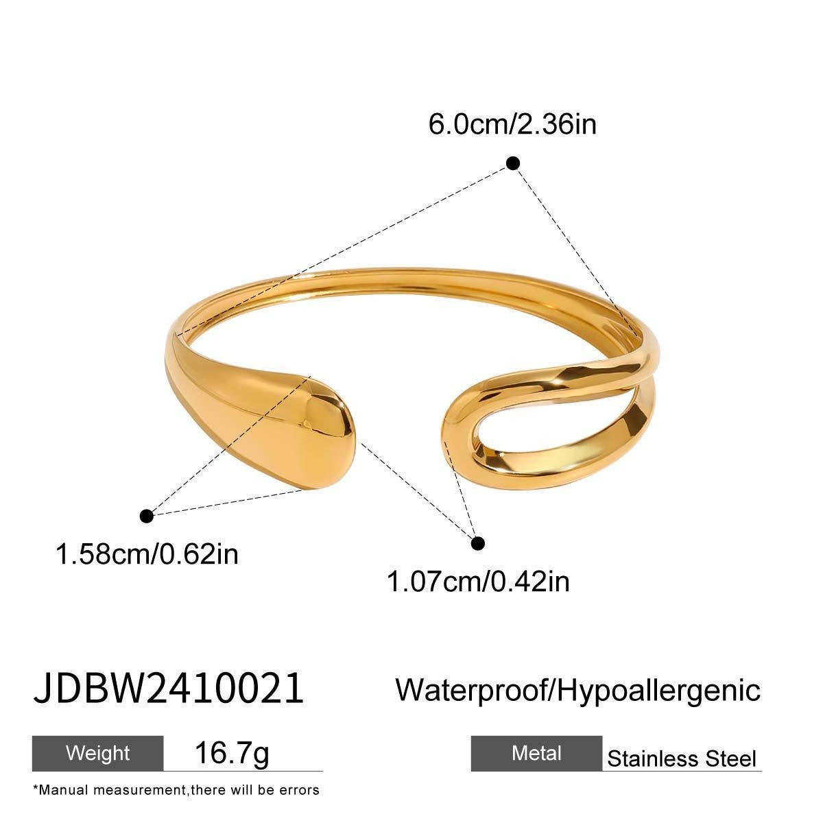 CHIC IRREGULAR OPEN BANGLE 18K GOLD TITANIUM_CWAJE4762