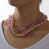 PINK GREEN NATURAL STONE BEADED NECKLACE_CWMM8839
