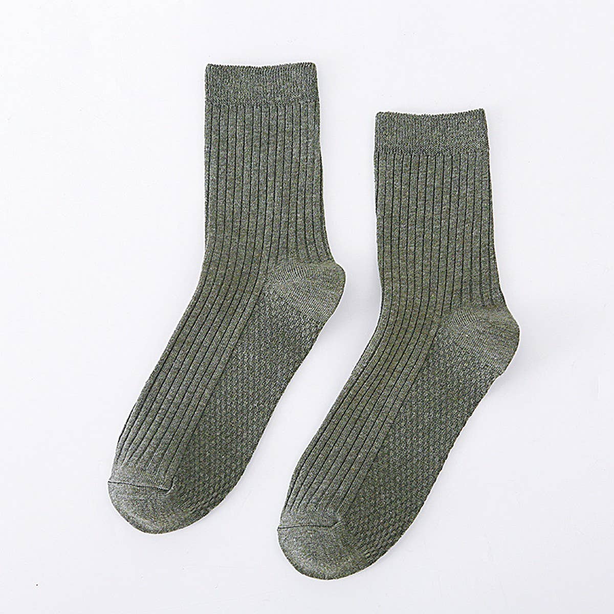 SOLID COLOR MASSAGE BOTTOM CASUAL MID CALF SOCKS_CWMS0993