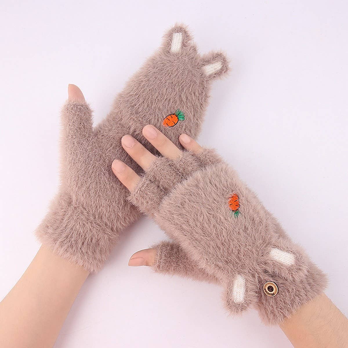 Winter Warm Flip Fingerless Gloves For Women_Cwag0243