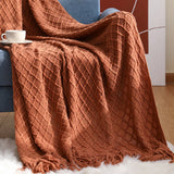 KNITTED SOLID COLOR SOFA BLANKET SHAWL BLANKET_CWMM0188