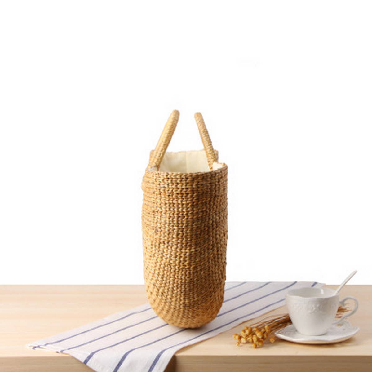 PORTABLE SEMI CIRCLE WOOL BALL WOVEN BAG_CWAB2117