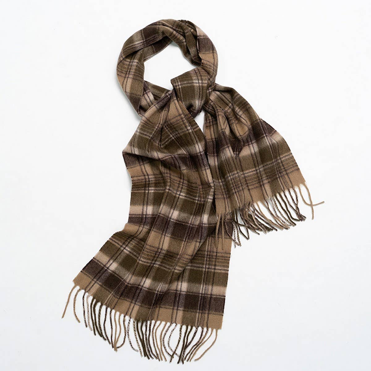 NORDIC PLAID WOOL SCARF WARM WINTER COUPLE WRAP_CWASC2357