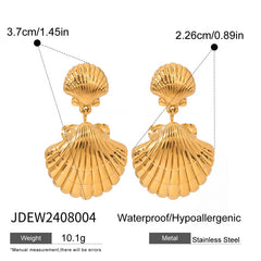 LUXURY STAINLESS STEEL OCEAN SHELL EARRINGS_CWASC1663