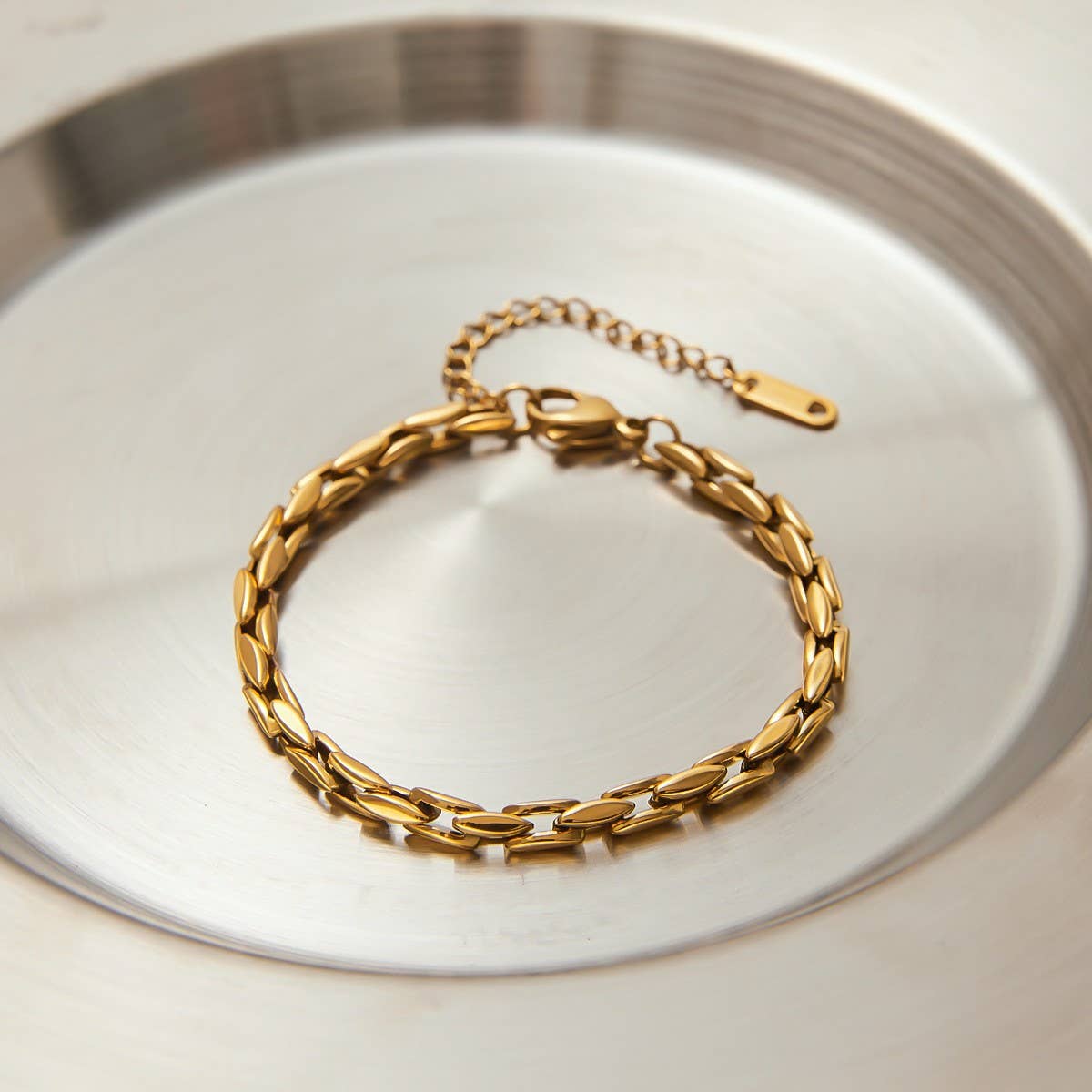 18K GOLD TITANIUM STEEL CHAIN BRACELET_CWAJE4786
