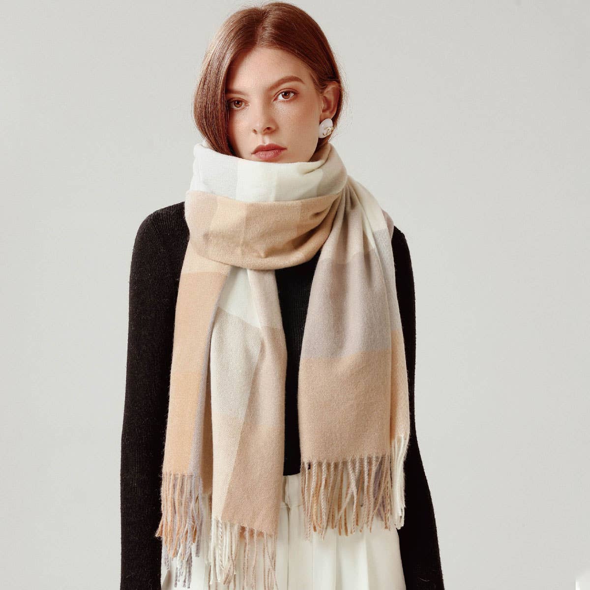 ELEGANT PLAID SHAWL WINTER SCARF FOR WOMEN_CWASC0170