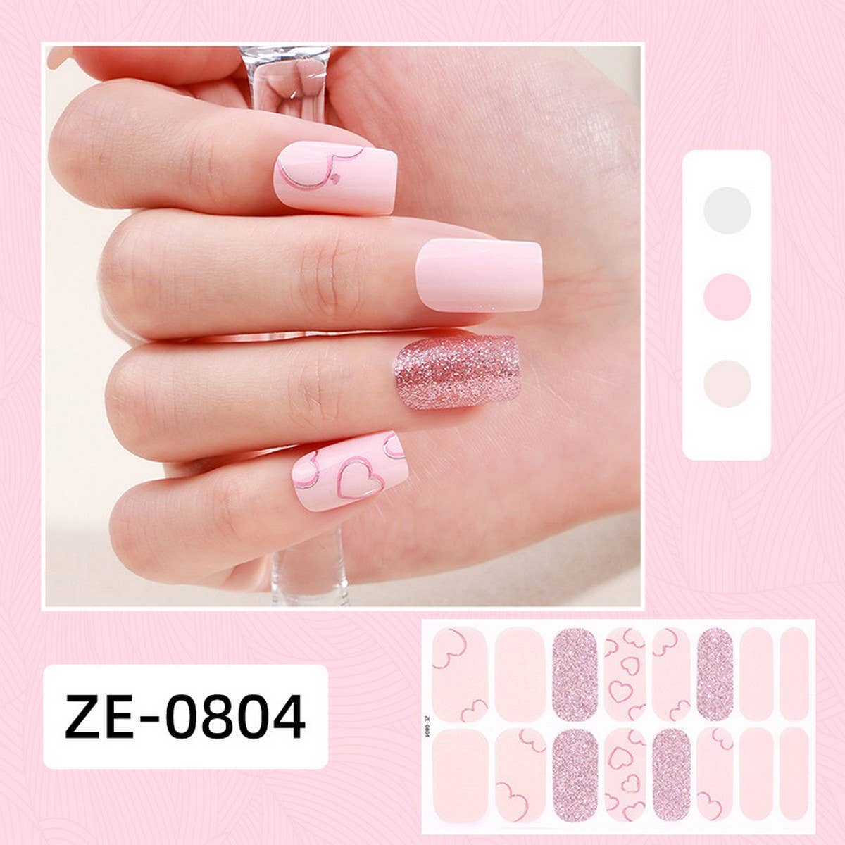 Valentine Pink Heart Lip Nail Stickers_Cwmm11217
