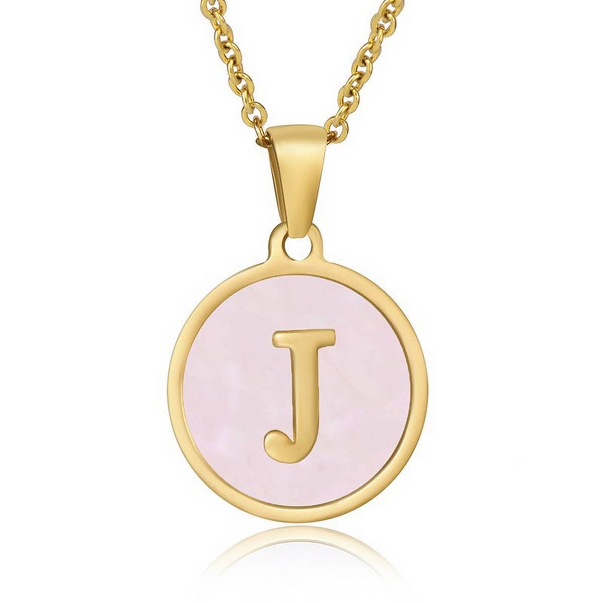 ROUND 18K GOLD STAINLESS STEEL 26LETTERS NECKLACE_CWAJE0683