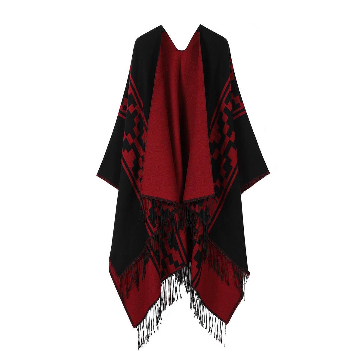 Warm Outer Wear Thickened Tassel Slit Cape_Cwasc2169