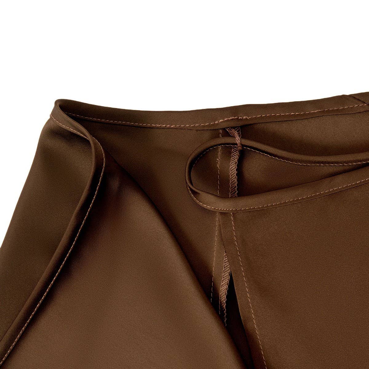 SATIN SKIRT HIGH WAIST TIE ONE PIECE A LINE SKIRT_CWBSS0386