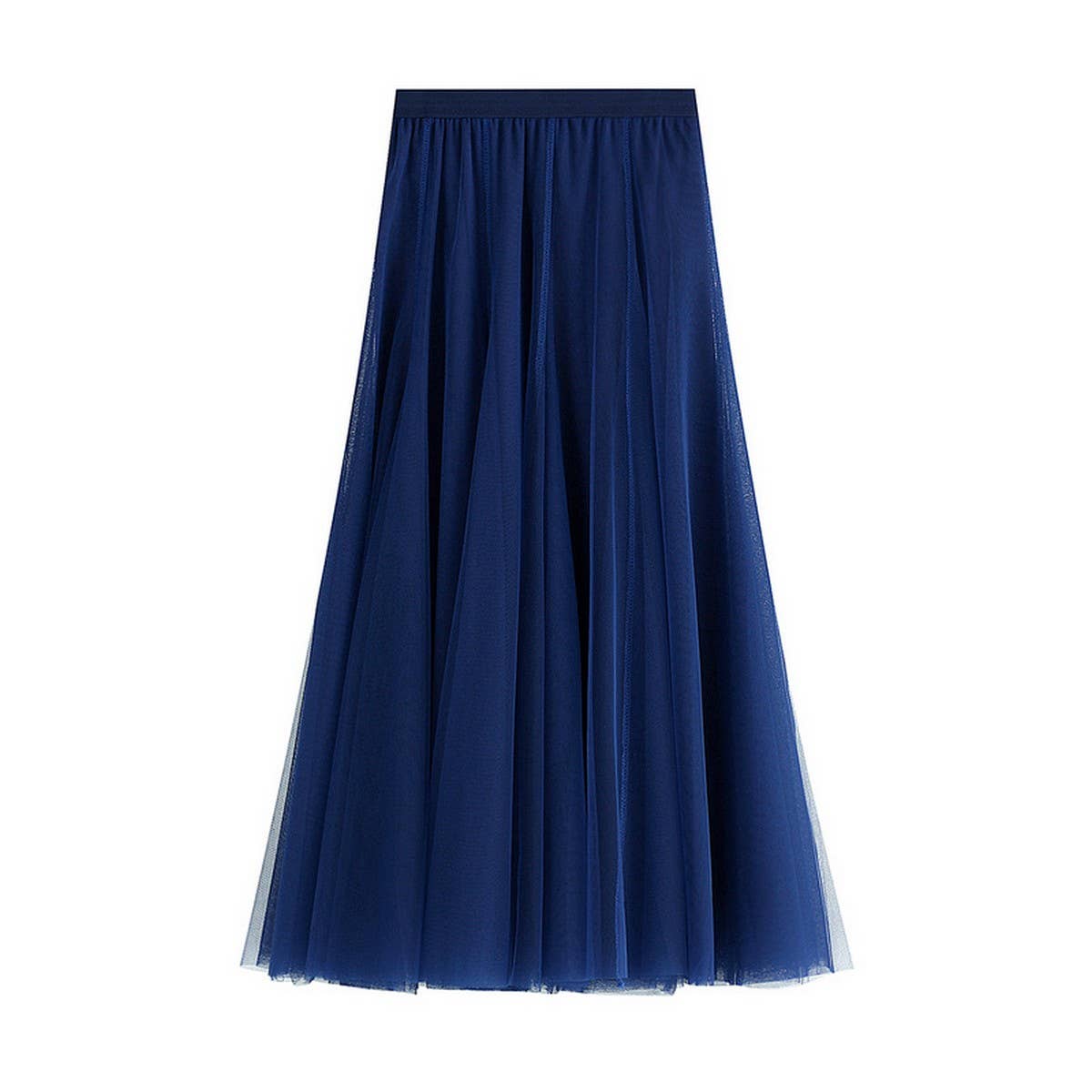 HIGH WAIST TULLE A LINE PLEATED MIDI SKIRT_CWBMS0378