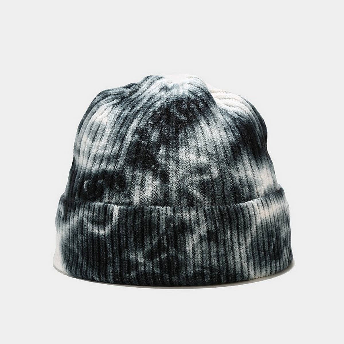 Tie-Dyed Knitted Hat Melon-Shaped Warm Beanie Hat_Cwah2077