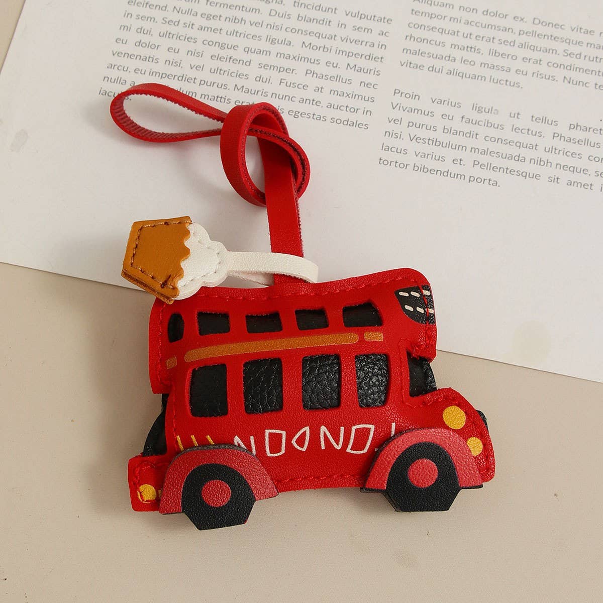 BUS LEATHER KEYCHAIN COFFEE CUP BAG CHARM_CWMM7876