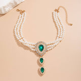 IMITATION PEARL RHINESTONE FASHION COLLAR JEWELRY_CWAJE1161