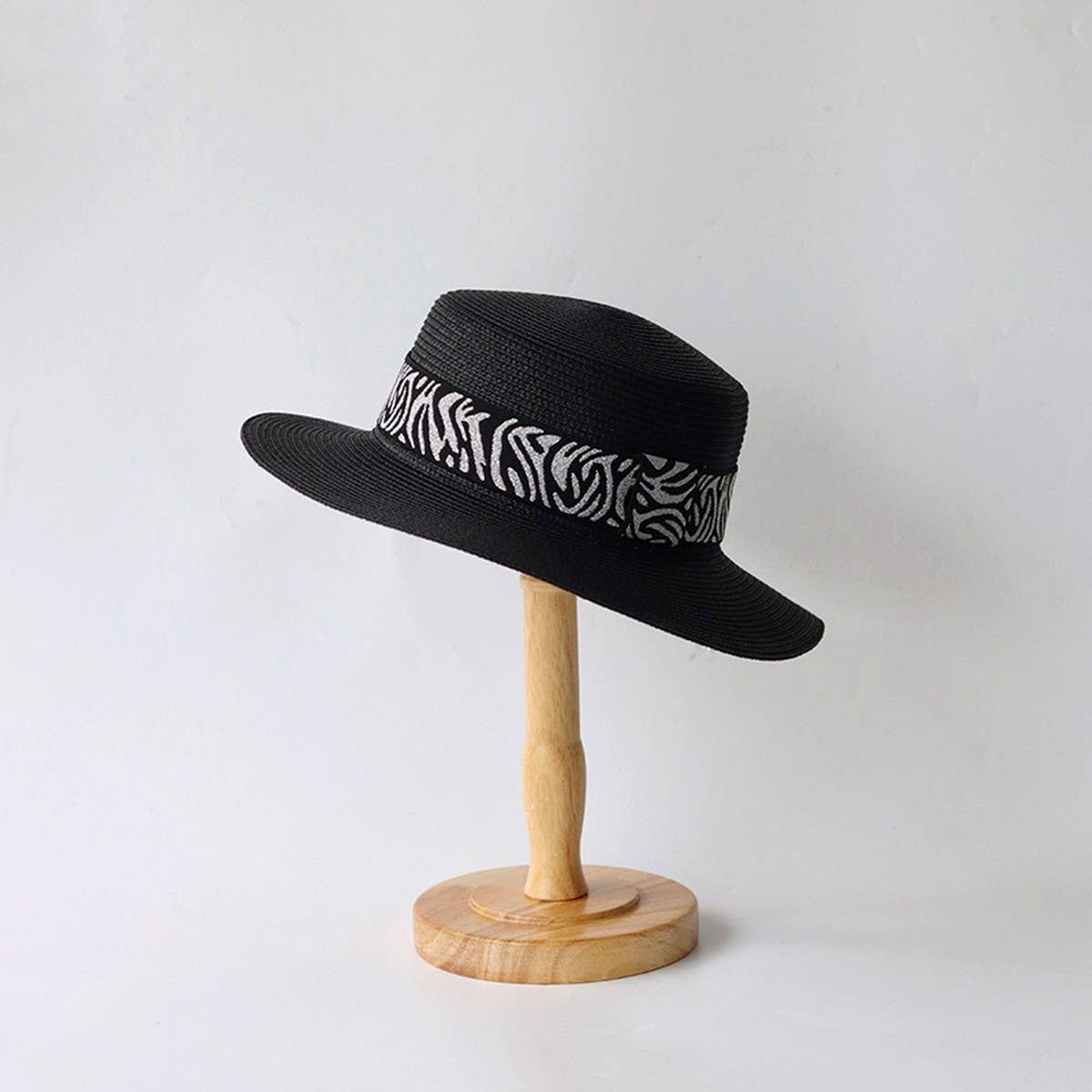 Womens Leopard Print Flat Top Straw Hat_Cwah3503