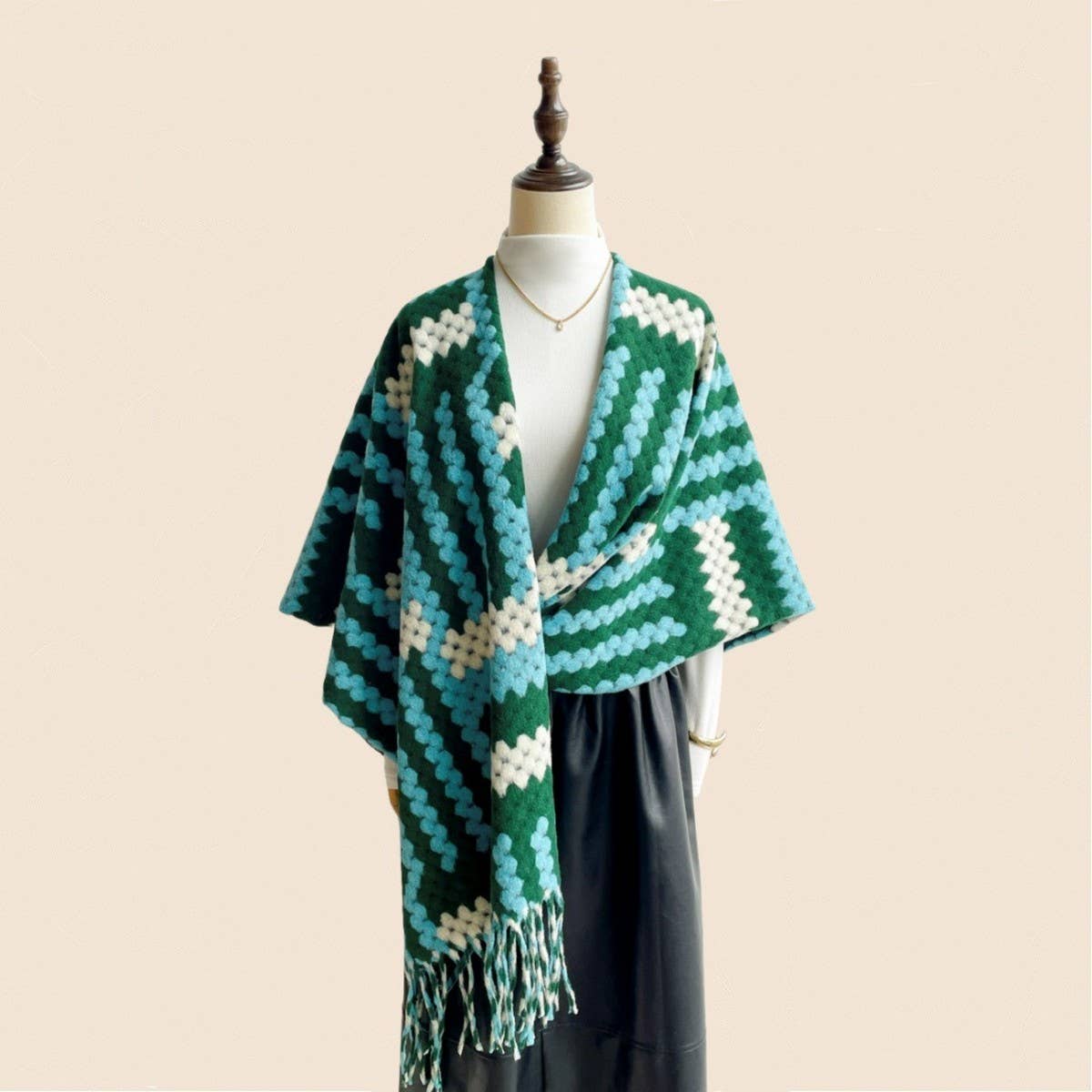 Colorful Tassel Shawl Women Long Cape Wrap_Cwocasl00087