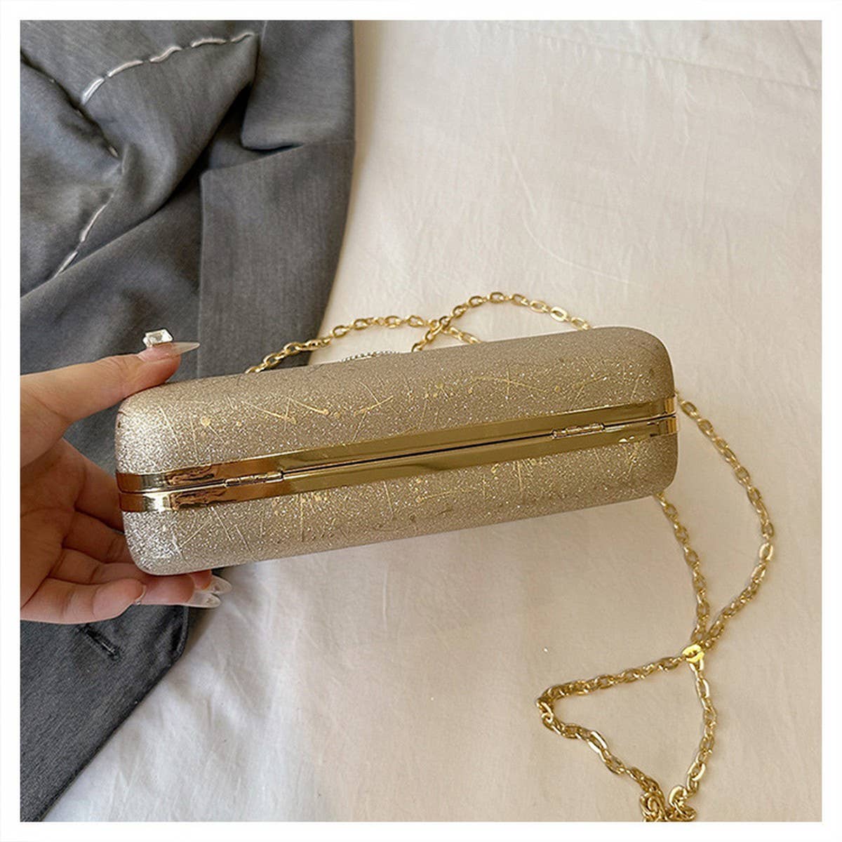 SHOULDER EVENING BAG CHAIN SQUARE BAG CLUTCH BAG_CWAB3253