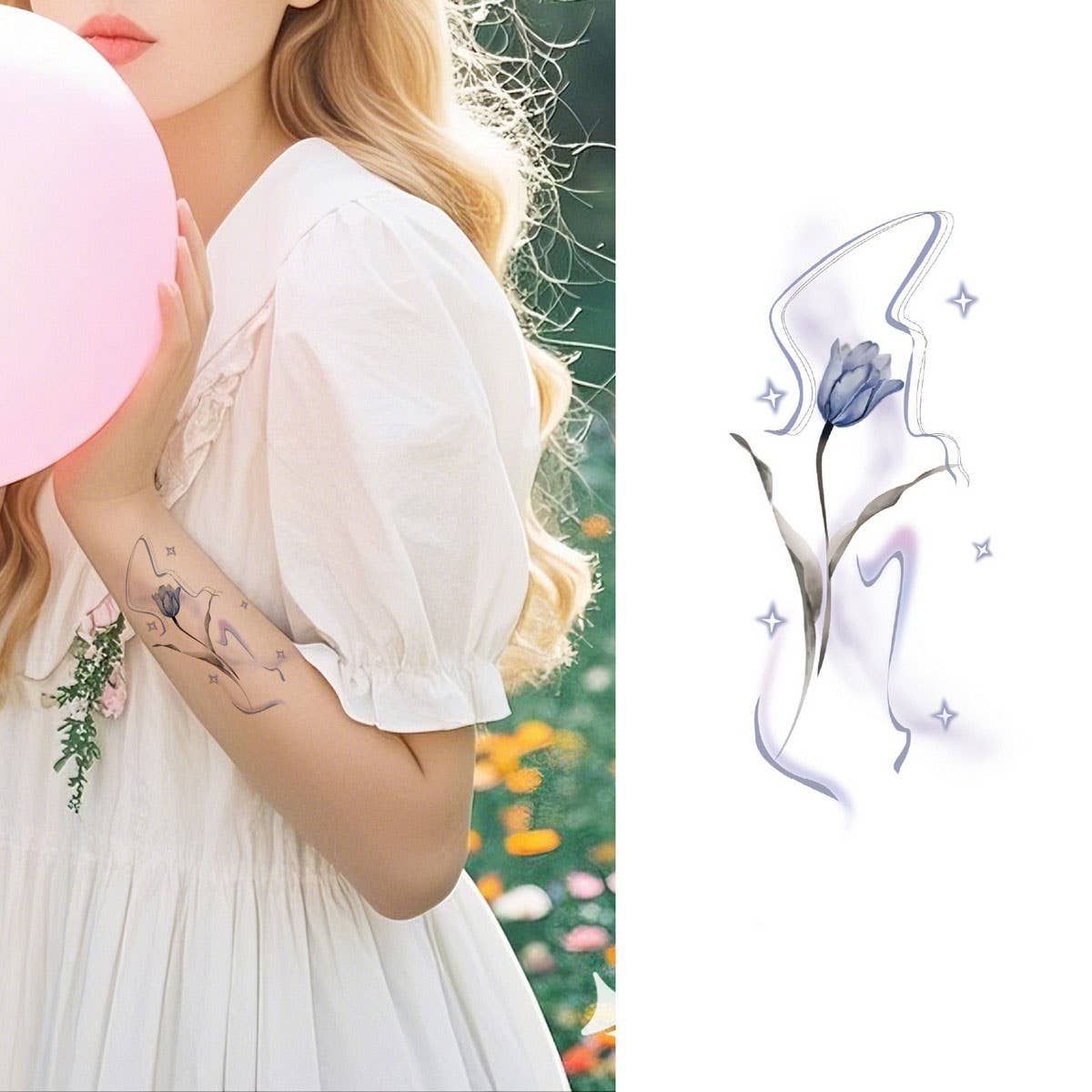 ELEGANT FLORAL ARM TATTOOS WATERPROOF LONG LASTING_CWMM8263