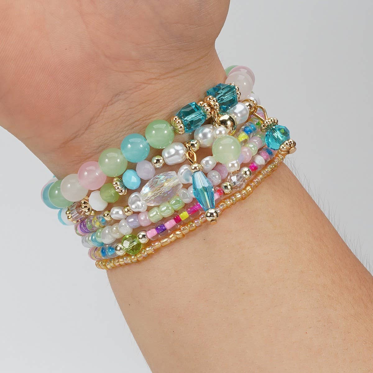 Cwaje05683_Boho Handmade Beaded Bracelet Set 6Pcs Women